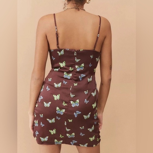 Urban Outfitters Women’s Medium Mallory Butterfly Mini Slip Dress Silky Summer - Picture 2 of 14